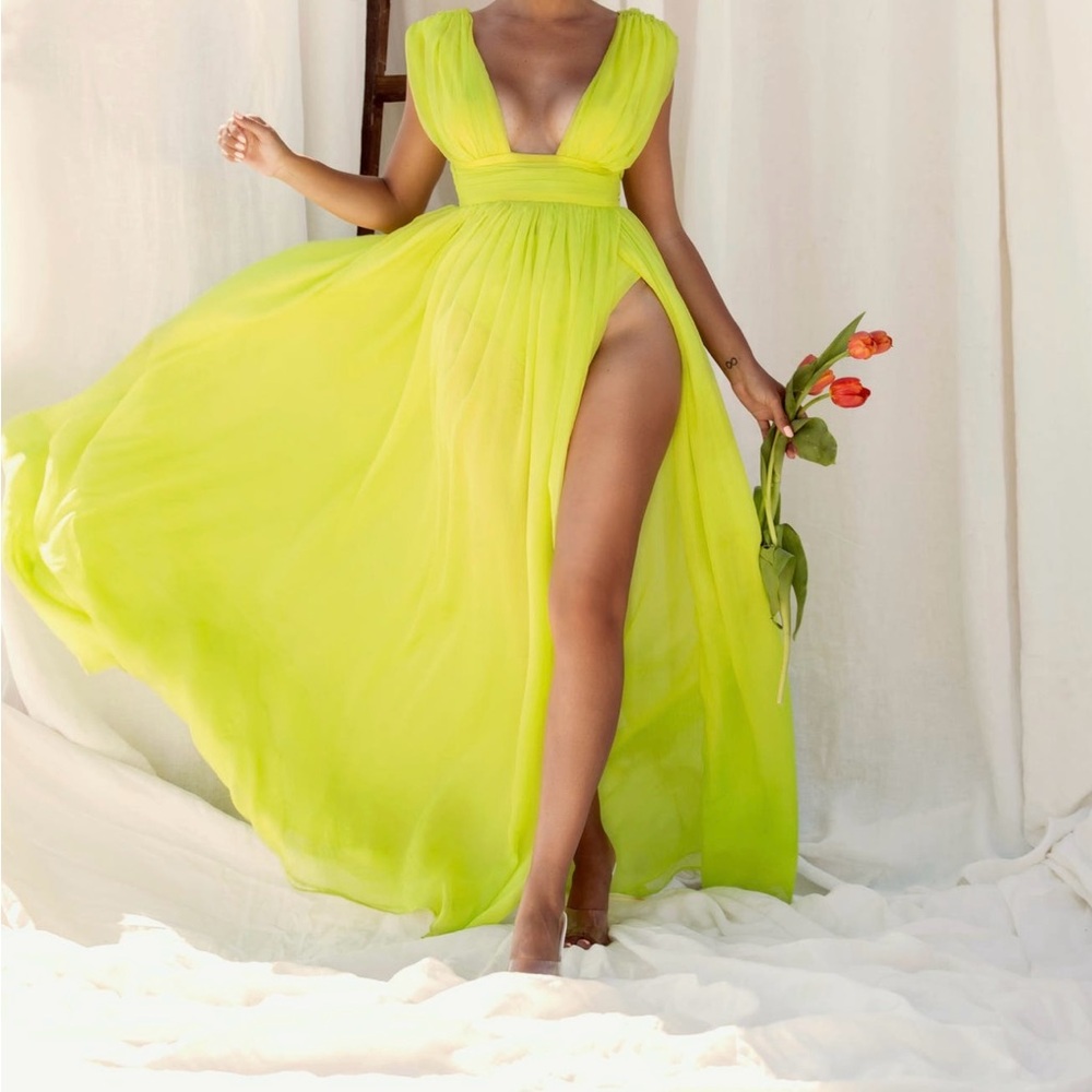 Elegant Lime Green Maxi Dress